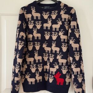 Next Navy and Beige Deer Pattern Sweater